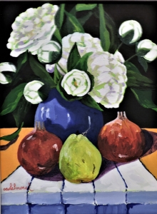 Blue Vase w/ White Peonies