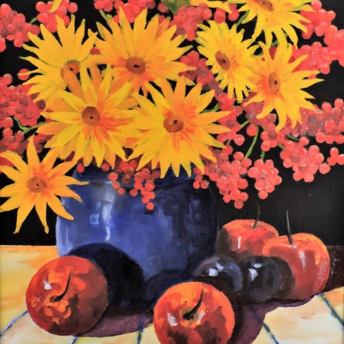 Daisies and Berries with Apples