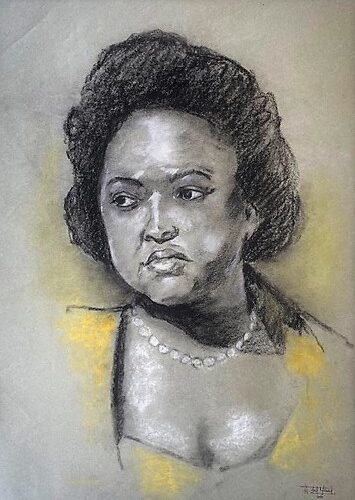Evelyn portrait color woman on paper by Antonio Del Moral