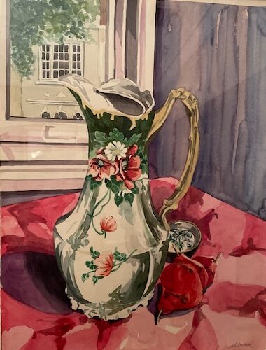 Antique Flowered Vase Size:15 X 20 unframed by Antonio Del Moral