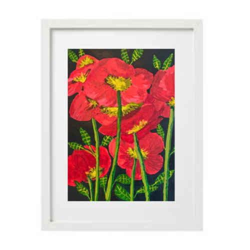 Red Poppy Blossoms Size unframed:8" x 11" by Antonio del Moral